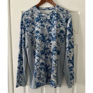 HUK Performance Fishing Camo Shirt Mens XL Blue Camouflage Long Sleeve Outdoors